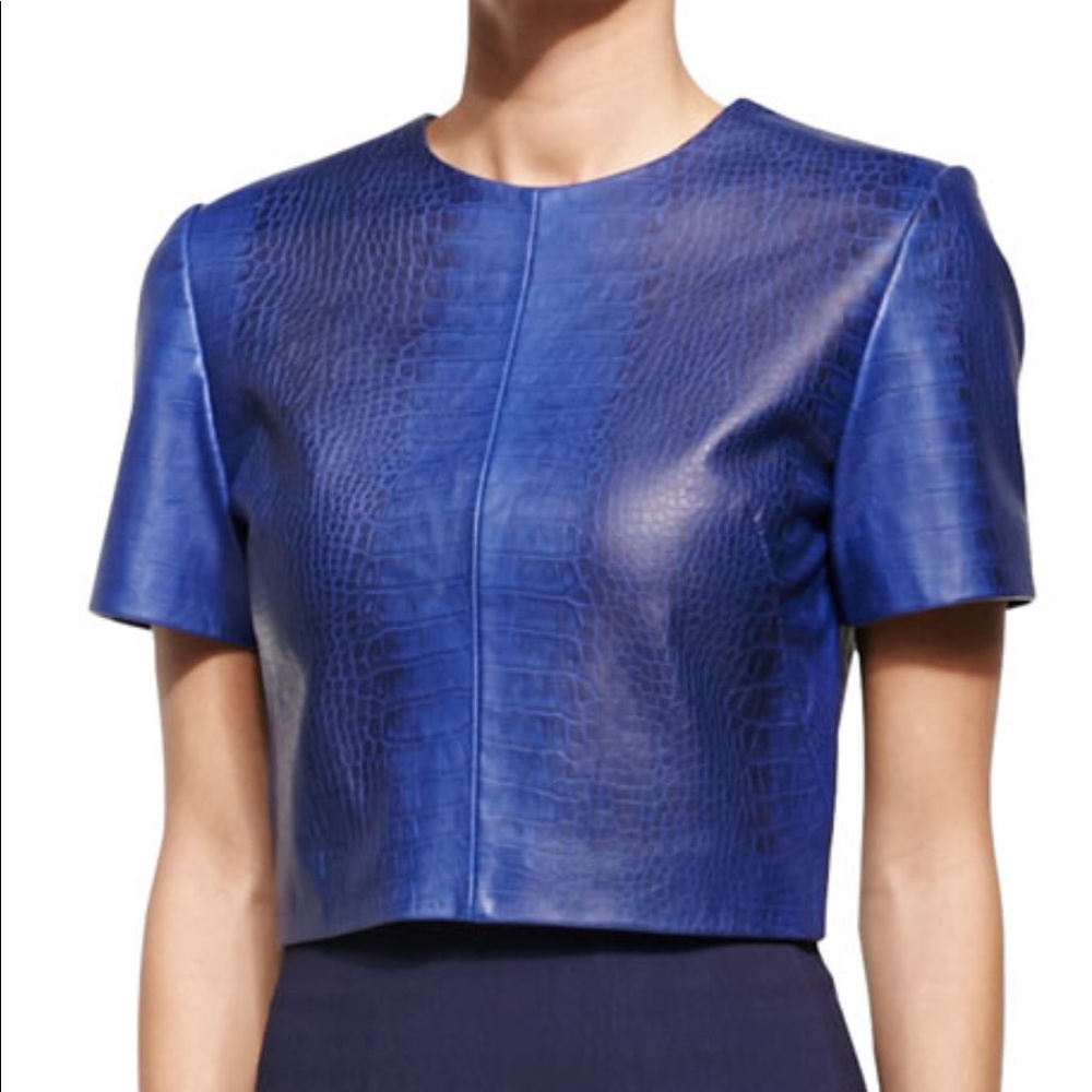 Zac Posen NWT fully leather blue croc top size 8